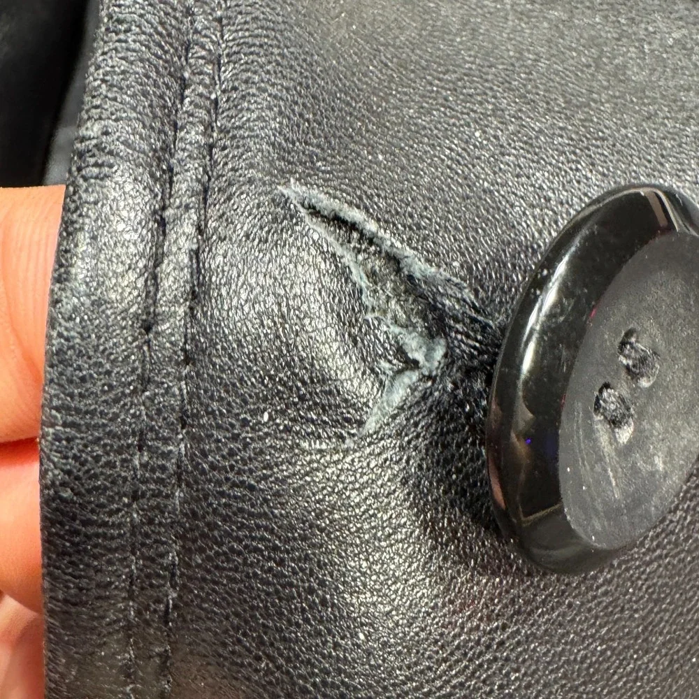 Wilsons Leather Black Genuine Leather Blazer Jacket Womens XL 3 Button